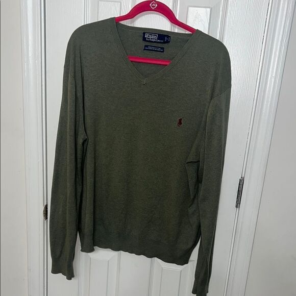 Polo by Ralph Lauren Men's Green V-Neck Sweater - Picture 1 of 6
